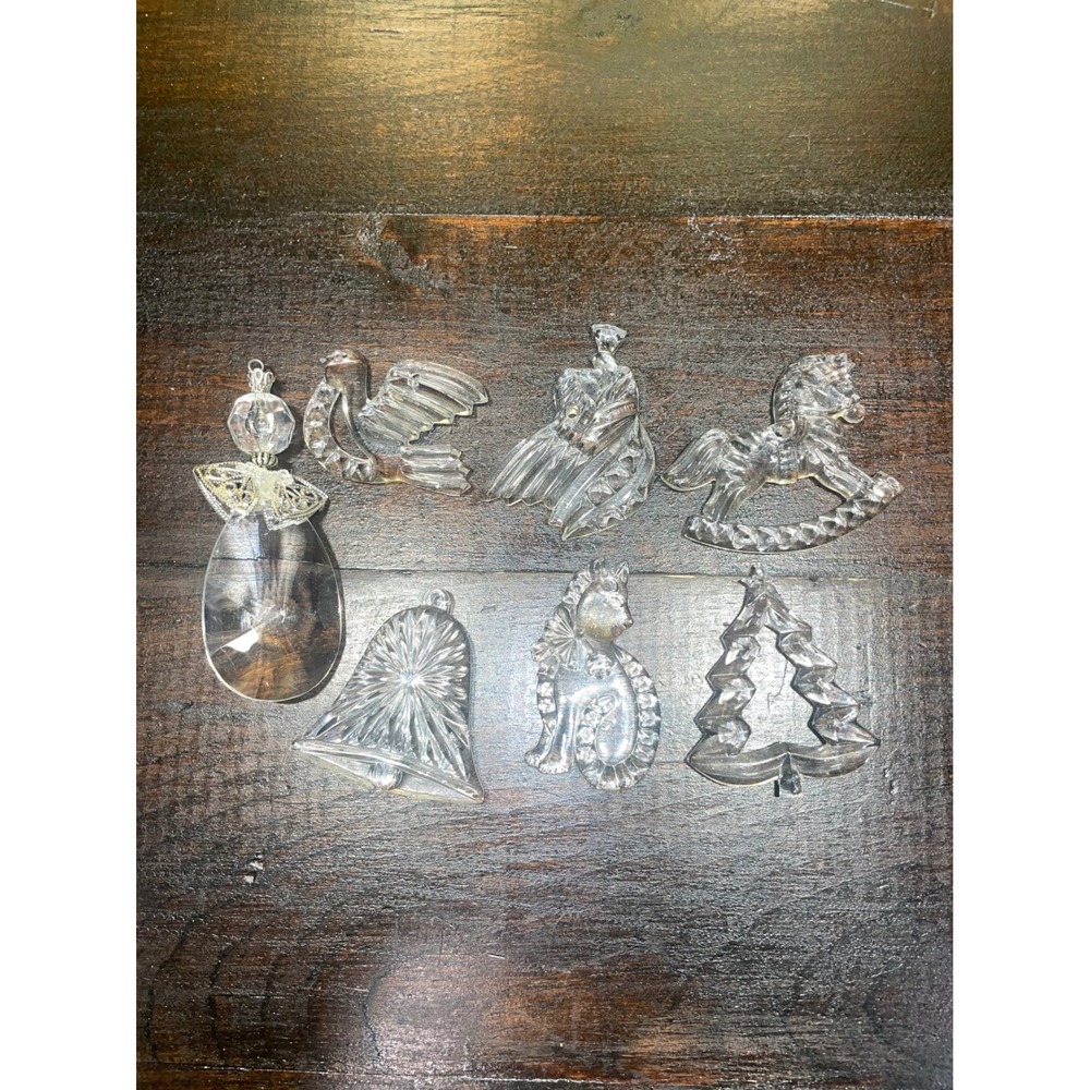 Vintage Clear Glass Christmas Ornaments - Angel, Bell,‎ Tree, Horse